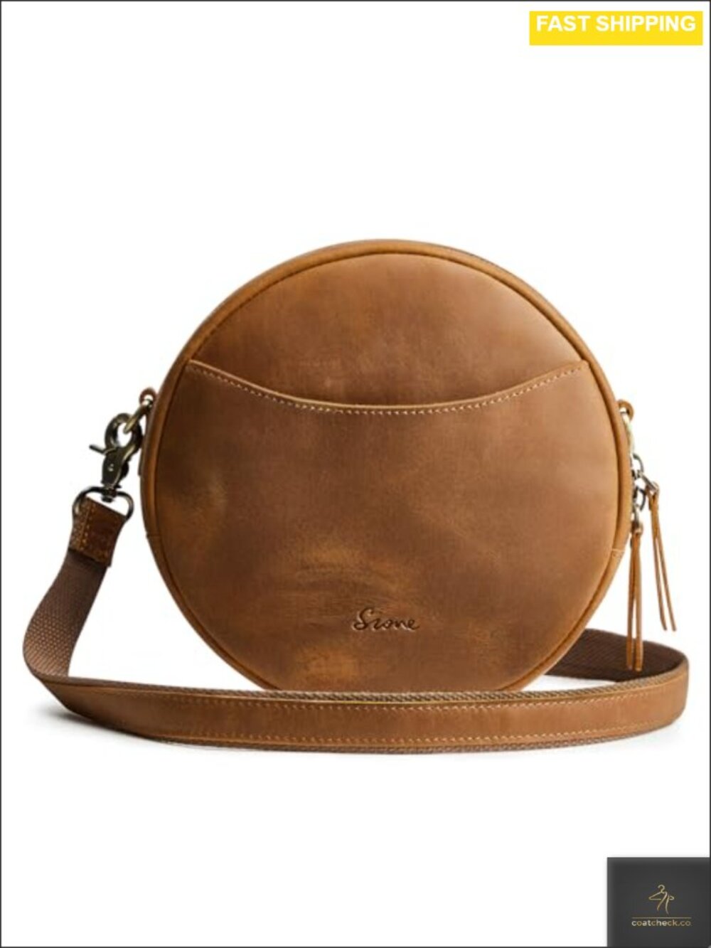 Leather Crossbody Bag Round Circle Shoulder Purse Travel